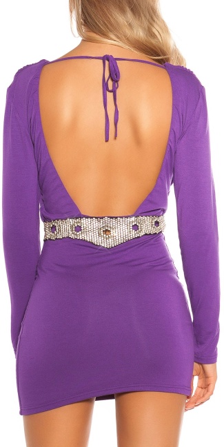 minidress, backfree w. rhinestones Purple